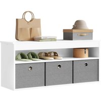 Woltu - Hallway Shoe Storage Bench Cabinet with 3 Fabric Drawers and Open Compartment