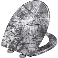 Woltu - Modern o Shape Toilet Seat Soft Closing Silent Quick Release Top Mounting Set for Easy Assembly, Wood Grain Pattern