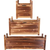 Wood Garden Plant Containers Deep Through Cask Flower Vegetable Raised Bed Box - 30 cm