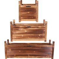 Wood Garden Plant Containers Deep Through Cask Flower Vegetable Raised Bed Box - 60 cm