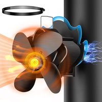 Aiperq - Wood Stove Fan, Stove Fan with Magnet, Fireplace Fan with 4 Blades, Quiet Pipe Mounted Fan for Wood/Fireplace/Gas/Log Stove