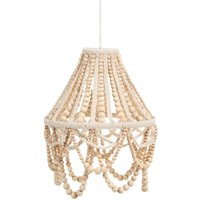 Beliani - Wooden Beads Fabric Lace Macrame Chandelier Pendant Boho Style Light Brown Menik
