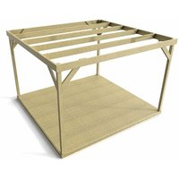 Arbor Garden Solutions - Wooden box pergola and decking, complete diy kit (4.8m x 4.8m, Light green (natural) finish) - Natural (light green)