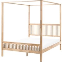 Four Poster Bed Wood HARFLEUR 160 x 200 cm (EU King Size) Light Brown