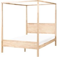 Four Poster Bed Wood HAUTERIVES 160 x 200 cm (EU King Size) Light Brown