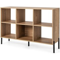 COSTWAY Wooden Storage Bookcase 6 Cube Open Bookshelf Home Office Display Rack-Natural