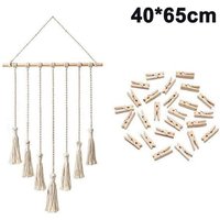 Woven wall tapestry with tassels, 40 x 65 cm, bohemian decoration for living room, bedroom or children's room