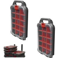X2 Keter Stack n Roll Organiser Half Footprint Tool Box Case ketsnrhorg 253381