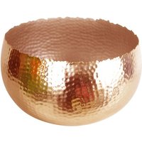 Leaf - xl Metal Bowl Planter 32 x 20cm Hammered Copper Colour Curvy Edge