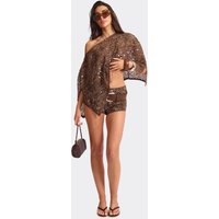 Micro Shorts In Brown Sequin, Women's Size UK 14