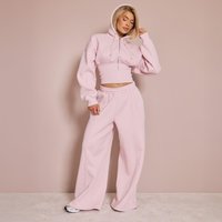 Seam Detail Wide Leg Joggers In Pink, Women's Size UK 4