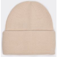 Beanie Hat In Cream Soft Ribbed, Women's Size US 0