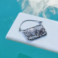 Shimmer Diamante Knotted Strap Shoulder Bag In Silver Disc Sequin, Women's Size UK 0
