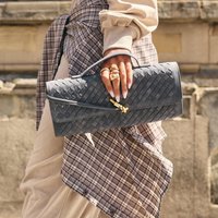 Cosima Woven Detail Rectangle Shaped Clutch Bag In Grey Faux Suede, Women's Size US