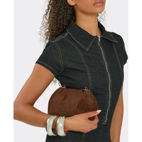 Lilith Clutch Bag In Brown Faux Suede, Women's Size US