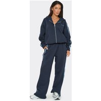 Oversized Mid Rise Contrast Stripe Straight Leg Joggers In Navy, Women's Size US 2