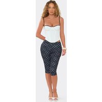 Low Rise Capri Leggings In Black Polka Dot Lace, Women's Size UK 10