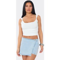 Ego Deal Enjoy 89% Off Light Blue Denim High Waist Wrap Skort Size 6