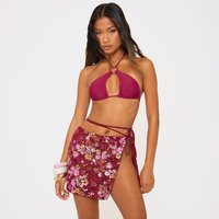Ego Sale Enjoy 90% Off Burgundy Floral Wrap Waist Beach Sarong Size 6