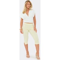 Low Rise Split Hem Capri Trousers In Lemon, Women's Size US 6