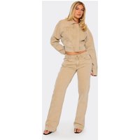Low Rise Straight Leg Jeans In Washed Stone Denim, Women's Size UK 12