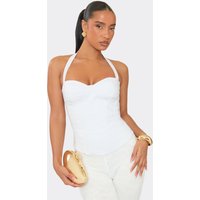 Halter Neck Corset Top In White, Women's Size UK 16