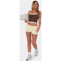 Fold Over Mini Hot Pant Shorts In Lemon, Women's Size UK 4