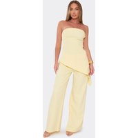 Mid Rise Wide Leg Trousers In Lemon, Women's Size UK 6