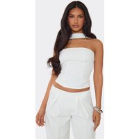 Bandeau Neck Wrap Detail Corset Top In White, Women's Size UK 6