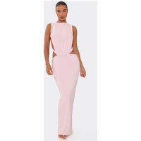 Sleeveless Cut Out Side Detail Open Back Maxi Dress In Baby Pink, Women's Size UK 14