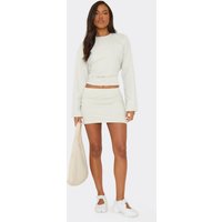 Mid Rise A-Line Ruched Mini Skirt In Light Grey Marl, Women's Size UK 10