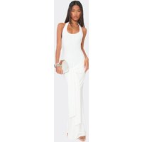 Halter Neck Tie Drape Maxi Dress In White, Women's Size UK 6