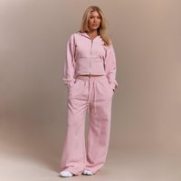 Low Rise Drawstring Waist Wide Leg Jogger In Pink, Women's Size UK 10