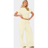 Mid Rise Wide Leg Joggers In Lemon Interlock, Women's Size UK 14