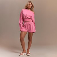 Low Rise Elasticated Waist Sweat Shorts In Pink, Women's Size UK 14