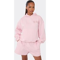 Long Sleeve Ego Graphic Detail Oversized Hoodie In Pink, Women's Size US 6