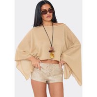 Low Rise Lace Up Front Shorts In Beige Faux Leather, Women's Size UK 12