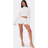 Low Rise Mini Shorts In Cream Slinky, Women's Size UK 14