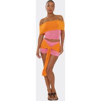 Mid Rise Tie Front Drape Detail Contrast Mini Shorts In Pink, Women's Size US 4