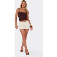 Low Rise Micro Mini Skort In Cream, Women's Size UK 10