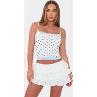 Strappy Contrast Cami Top In White Polka Dot, Women's Size UK 14