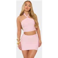 Halterneck Crop Top In Pink Bandage, Women's Size US 4