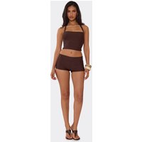 Low Rise Mini Shorts In Chocolate Brown Bandage, Women's Size US 4