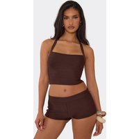 Halterneck Crop Top In Chocolate Brown Bandage, Women's Size US 8