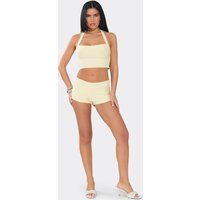 Low Rise Mini Shorts In Lemon Bandage, Women's Size UK 14