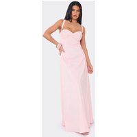 Sweetheart Neckline Cross Back Maxi Dress In Pink, Women's Size UK 8