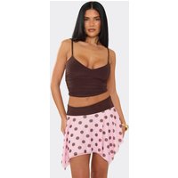 Strappy V Neck Top In Chocolate Brown Slinky, Women's Size UK 16