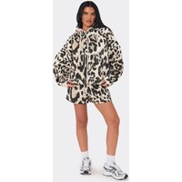 Mid Rise Sweat Shorts In Leopard Print, Women's Size UK 8