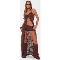 Low Rise Mini Shorts In Chocolate Brown Lace, Women's Size UK 12