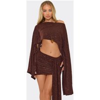 Drape Sleeve Cape Top In Chocolate Brown Devore, Women's Size US 4
